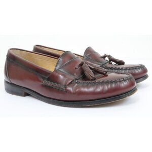 G. H. Bass & Co Harris Burgundy Leather Tassel Loafers Men's 9.5D Made in Brazil